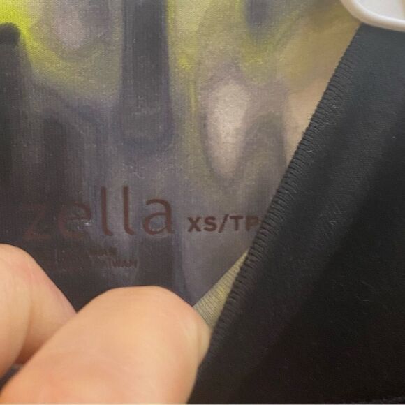 Zella Womens Stretch mid rise full length Leggings black, print sides XS - Picture 5 of 9